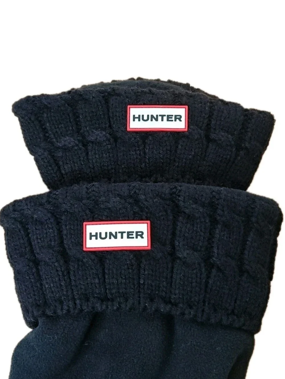 Hunter 3036 Cable Knit Cuff Black Fleece Tall Boot Socks Unisex W 8-10 Men 7-9